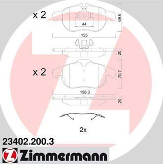 Колодки тормозные дисковые передние ZIMMERMANN 23402.200.3