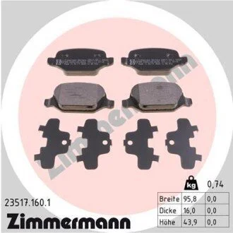 Гальмівні колодки, дискове гальмо (набір) ZIMMERMANN 235171601