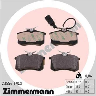 Гальмівні колодки, дискове гальмо (набір) ZIMMERMANN 235541702