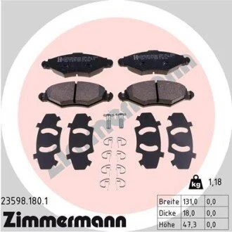 Гальмівні колодки, дискове гальмо (набір) ZIMMERMANN 235981801