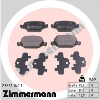 Гальмівні колодки, дискове гальмо (набір) ZIMMERMANN 236611401