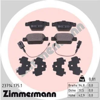 Гальмівні колодки, дискове гальмо (набір) ZIMMERMANN 237141751