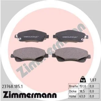 Комплект тормозных колодок, дисковый тормоз ZIMMERMANN 23768.185.1