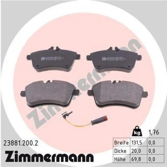 Гальмівні колодки, дискове гальмо (набір) ZIMMERMANN 238812002