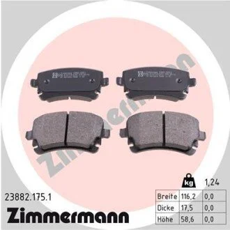 Комплект тормозных колодок, дисковый тормоз ZIMMERMANN 23882.175.1