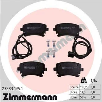 Гальмiвнi колодки дисковi без аксесуарiв ZIMMERMANN 238831751