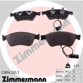 Колодки тормозные дисковые передние ZIMMERMANN 23896.205.2