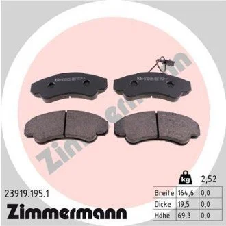 Гальмівні колодки, дискове гальмо (набір) ZIMMERMANN 239191951