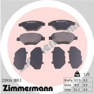 Гальмівні колодки, дискове гальмо (набір) ZIMMERMANN 239341801