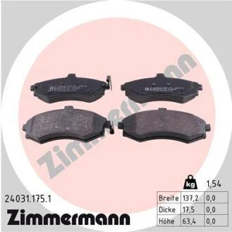 Гальмівні колодки, дискове гальмо (набір) ZIMMERMANN 240311751