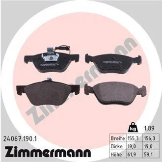 Гальмівні колодки, дискове гальмо (набір) ZIMMERMANN 240671901
