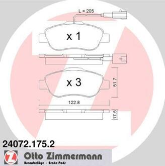 Колодки тормозные дисковые передние ZIMMERMANN 24072.175.2 (фото 1)