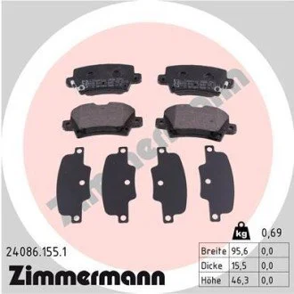 Гальмівні колодки, дискове гальмо (набір) ZIMMERMANN 240861551