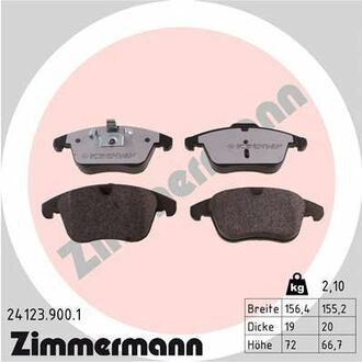 Колодки тормозные дисковые передние ZIMMERMANN 24123.900.1 (фото 1)