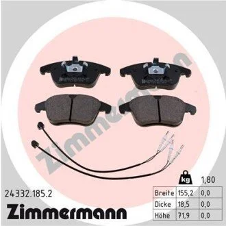 Колодки гальмівні дискові (комплект 4 шт) ZIMMERMANN 243321852
