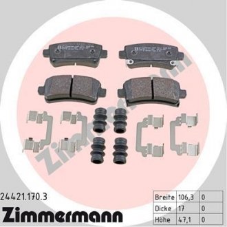 Гальмівні колодки, дискове гальмо (набір) ZIMMERMANN 244211703 (фото 1)