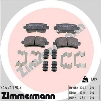 Гальмівні колодки, дискове гальмо (набір) ZIMMERMANN 244211703