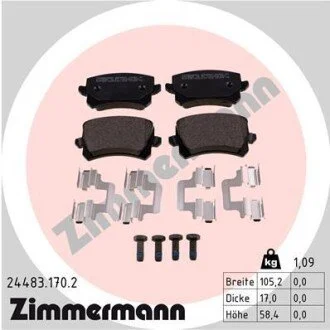 Колодки тормозные (без датчика) ZIMMERMANN 244831702