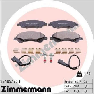 Гальмівні колодки, дискове гальмо (набір) ZIMMERMANN 244851901