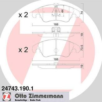 Комплект гальмівних колодок 24743.190.1 ZIMMERMANN 247431901 (фото 1)