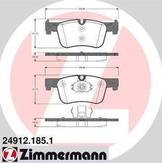 Колодки тормозные дисковые передние ZIMMERMANN 24912.185.1 (фото 1)