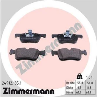 Колодки тормозные дисковые передние ZIMMERMANN 24912.185.1