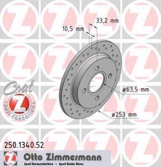 Гальмівний диск ZIMMERMANN 250134052
