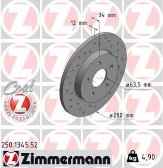 Гальмівний диск ZIMMERMANN 250134552