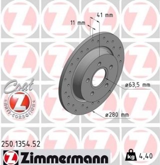Гальмівний диск ZIMMERMANN 250135452