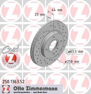 Гальмівний диск ZIMMERMANN 250136352