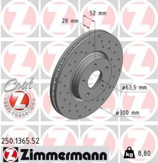 Тормозной диск ZIMMERMANN 250.1365.52