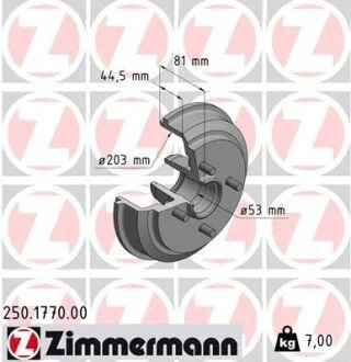Гальмiвнi барабани ZIMMERMANN 250177000