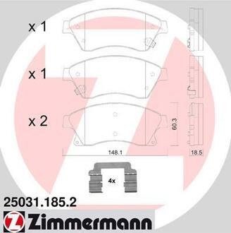 Гальмівні колодки, дискове гальмо (набір) ZIMMERMANN 250311852