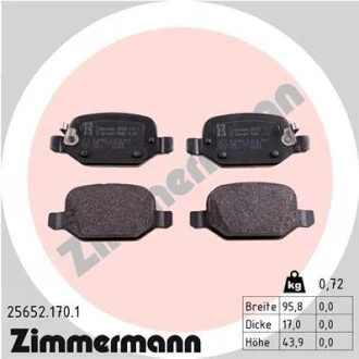 Гальмiвнi колодки дисковi без аксесуарiв ZIMMERMANN 256521701