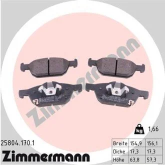 Гальмiвнi колодки дисковi переднi ZIMMERMANN 25804.170.1