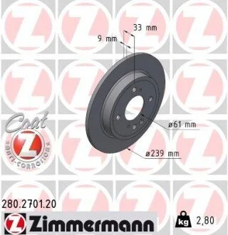 TARCZA HAM./TY┼ü/ HONDA JAZZ 20- ZIMMERMANN 280270120