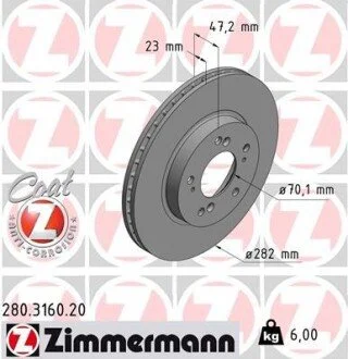 Гальмівний диск ZIMMERMANN 280316020