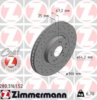 Гальмівний диск ZIMMERMANN 280316152