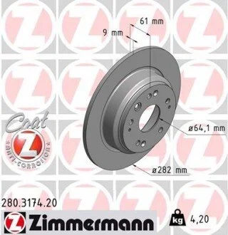 Гальмівний диск ZIMMERMANN 280317420
