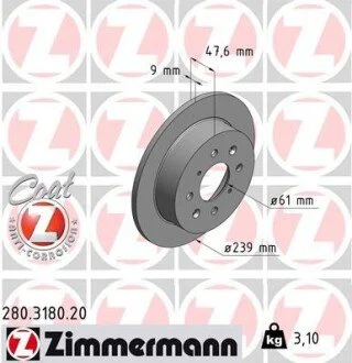 Гальмівний диск ZIMMERMANN 280318020