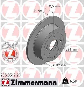 Диск тормозной ZIMMERMANN 285.3517.20
