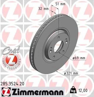 Гальмівний диск ZIMMERMANN 285352420