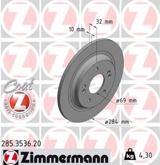 Гальмiвнi диски ZIMMERMANN 285353620 (фото 1)