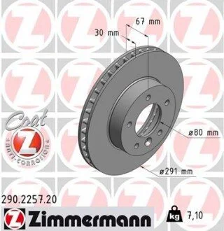Гальмівний диск ZIMMERMANN 290225720
