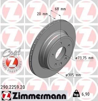 Гальмівний диск ZIMMERMANN 290225920