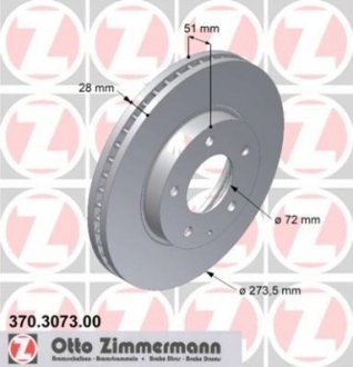 Гальмівний диск ZIMMERMANN 370307300 (фото 1)