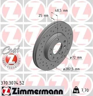 Диск тормозной ZIMMERMANN 370.3074.52