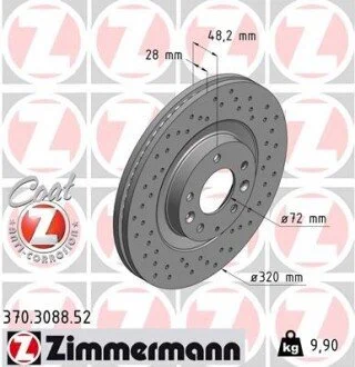 Диск тормозной ZIMMERMANN 370.3088.52