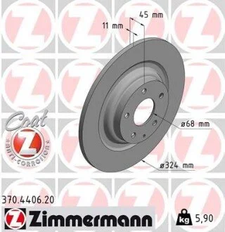 Диск тормозной задний ZIMMERMANN 370440620