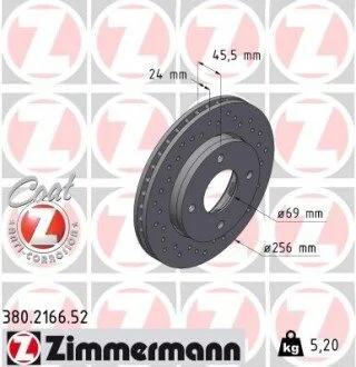 Гальмівний диск ZIMMERMANN 380216652